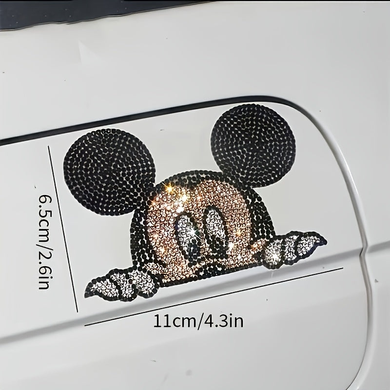 Officially Licensed Sparkling Rhinestone Cartoon Character Car Sticker – Self-Adhesive Bling Crystal Decal, Scratch-Resistant Protective Film, Dazzling Vehicle Decoration for Windows & Body – Perfect for Personalizing Car