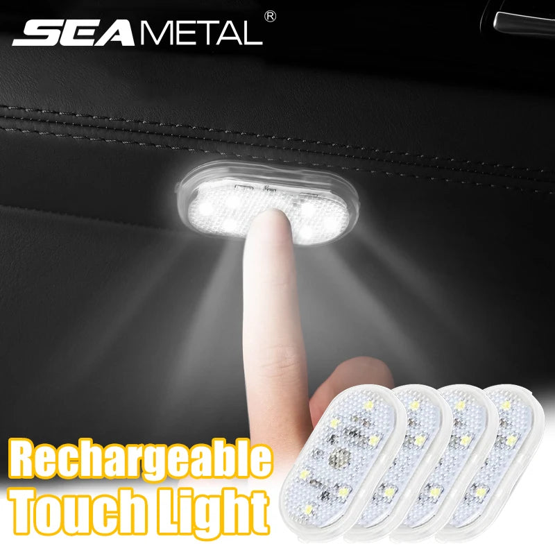 SEAMETAL Car Mini Touch Light, USB Rechargeable LED Interior Lamp, Magnetic Portable Reading Light for Car Floor, Trunk, Hood, Glove Box - Gentle Illumination for Night Driving & Emergencies