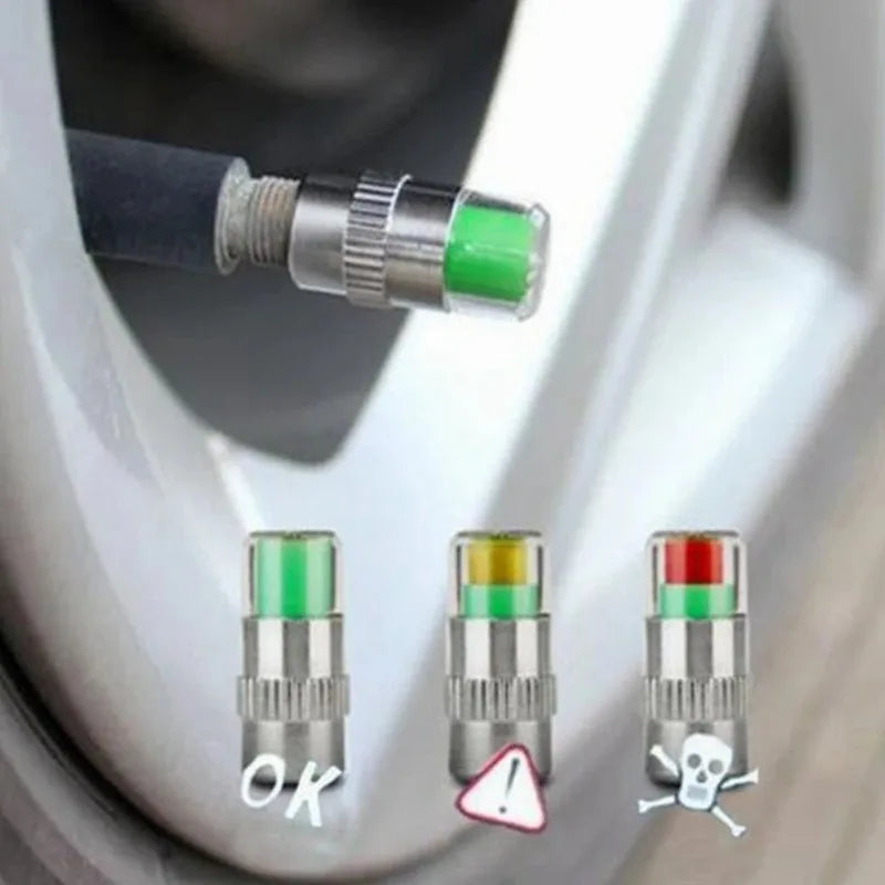 Tire Pressure Monitoring Valve Caps (4Pcs), Visual Tire Gauge Indicator Set, Universal TPMS Caps for Car, SUV, Truck – Easy-to-Read Color Display for Optimal Tire Maintenance and Fuel Economy