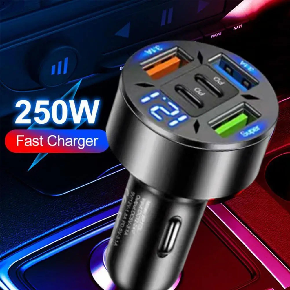 🚗 250W Multi-Port USB Car Charger – Fast Charging Adapter