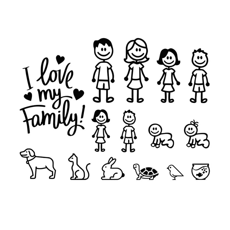 Interesting Family Car Sticker, Funny Stick Figure Decal – Waterproof Sun Protection PVC Vinyl for Auto Window – Family Member Count Decoration for Cars SUVs Motorcycles – 20cm/25cm/30cm Sizes