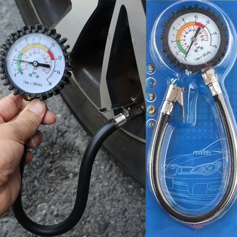 Tire Pressure Gauge, Portable Digital/Manual Tire Inflator Pressure Meter – Multiple Units (PSI / BAR / KPA) – Fuel Saving Tool for Car, Truck, SUV, Motorcycle – Automotive Tire Pressure Monitor