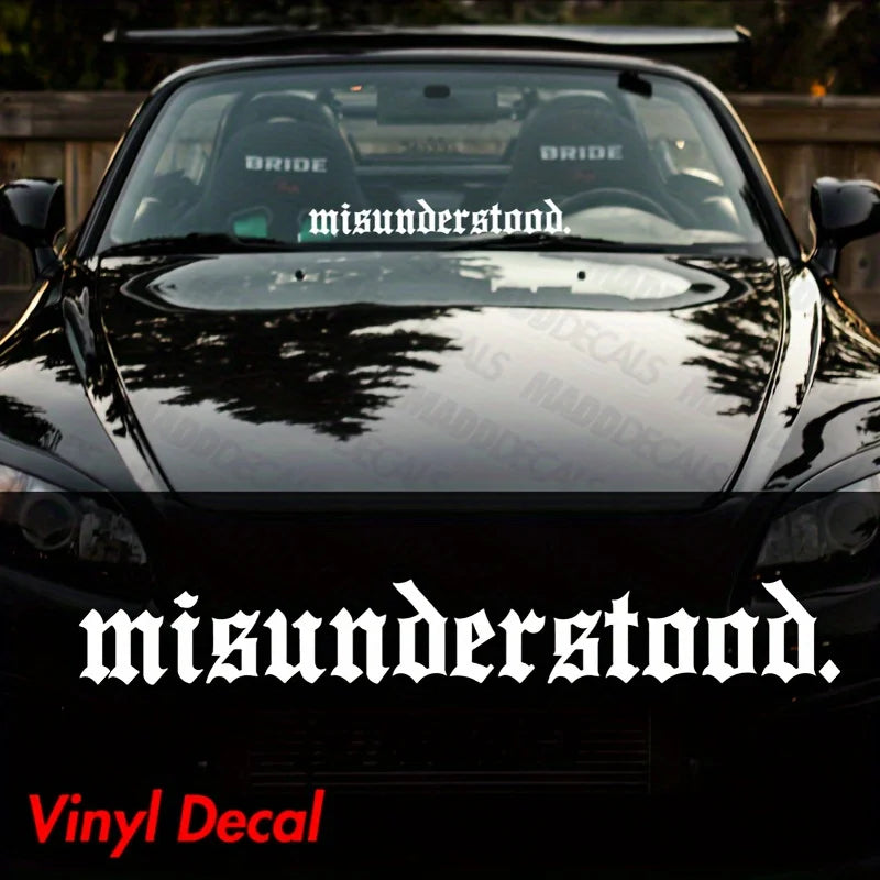 "Misunderstood" Personalized Alphabet Car Sticker, Emotional Quote Vinyl Decal – Silver White Windshield Banner – Deep Meaning Auto Accessory for Cars Trucks SUVs – Weatherproof Decal