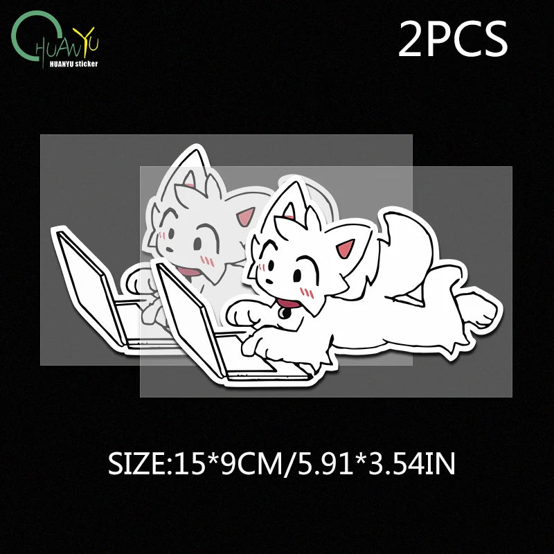 Cartoon Anime Dog Reflective Car Sticker, Cute Puppy Vinyl Decal – Kawaii Animal Safety Sticker for Auto Body – Scratch Blocking Protection for Cars Electric Motorcycles – Waterproof