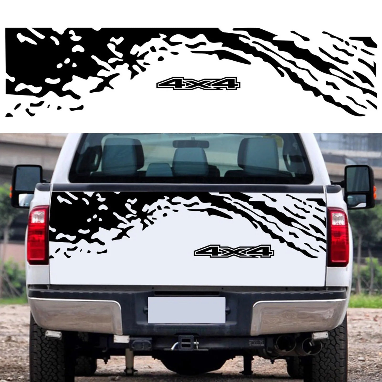 Car Auto Body Sticker Graphics Decals, Sport Tail Stripes – Pickup Trunk Rear Decor Sticker Replacement – Universal Car Styling Vinyl Decal for Sedan, SUV, Truck – Matte Black / Gloss / Carbon Fiber