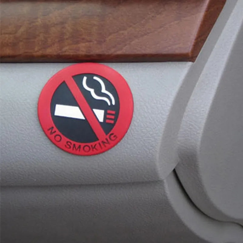1 pc No Smoking Car Stickers, Round Red Prohibition Sign Vinyl Decal – Universal Symbol for Auto, Motorcycle, Home Wall, Outdoor  Weatherproof Self-Adhesive Stickers – Car Accessories