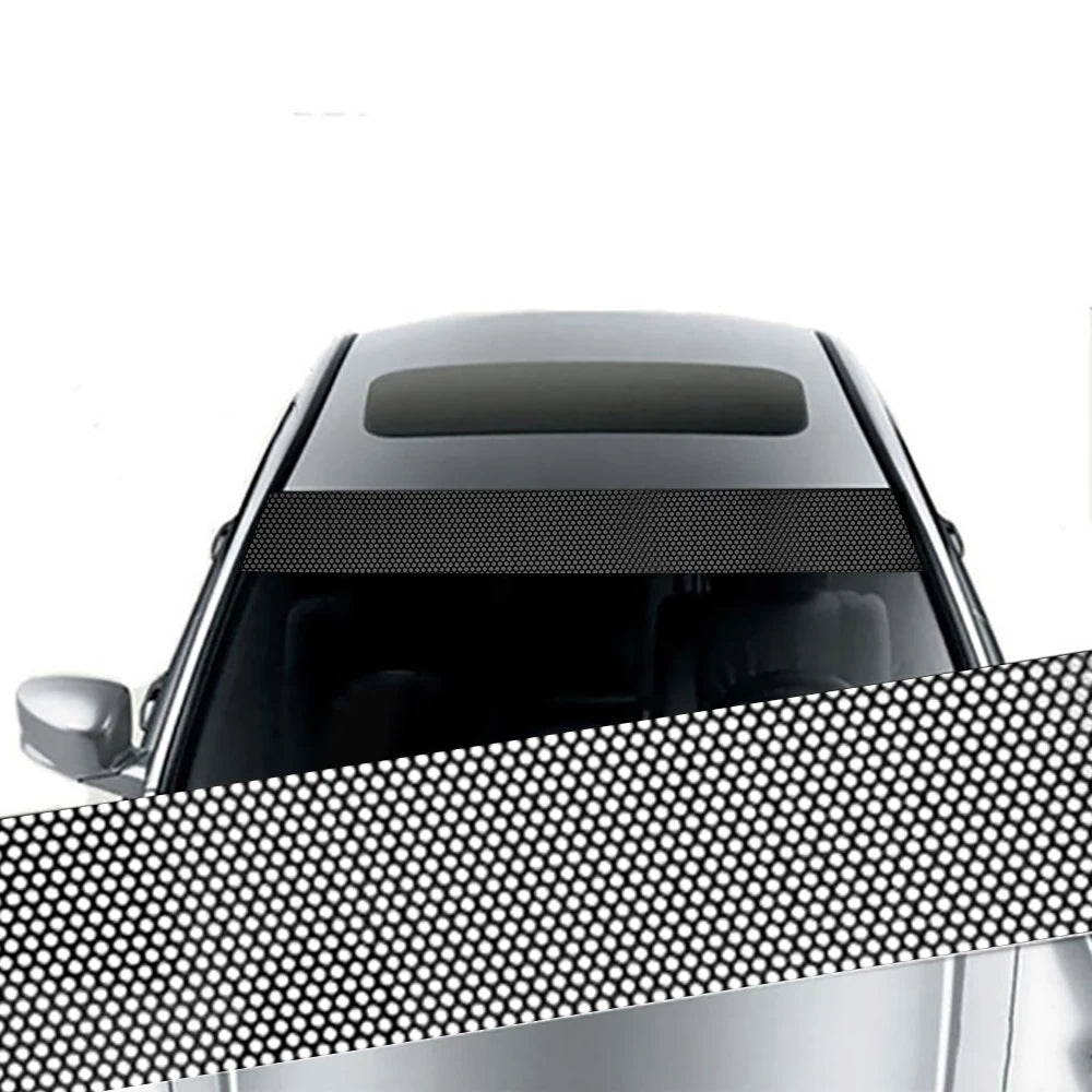 Car Sunshade Sticker 3D Vinyl Film – Auto Front Windshield Sun Protection Decal, Rear Gear Shade Decorative Strip, UV Blocking, Heat Reduction, Universal Fit for Cars SUVs Trucks (Black/Choose Color)