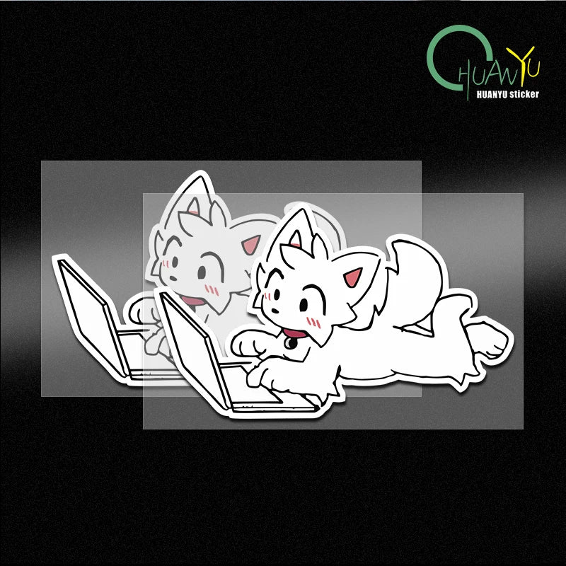 Cartoon Anime Dog Reflective Car Sticker, Cute Puppy Vinyl Decal – Kawaii Animal Safety Sticker for Auto Body – Scratch Blocking Protection for Cars Electric Motorcycles – Waterproof