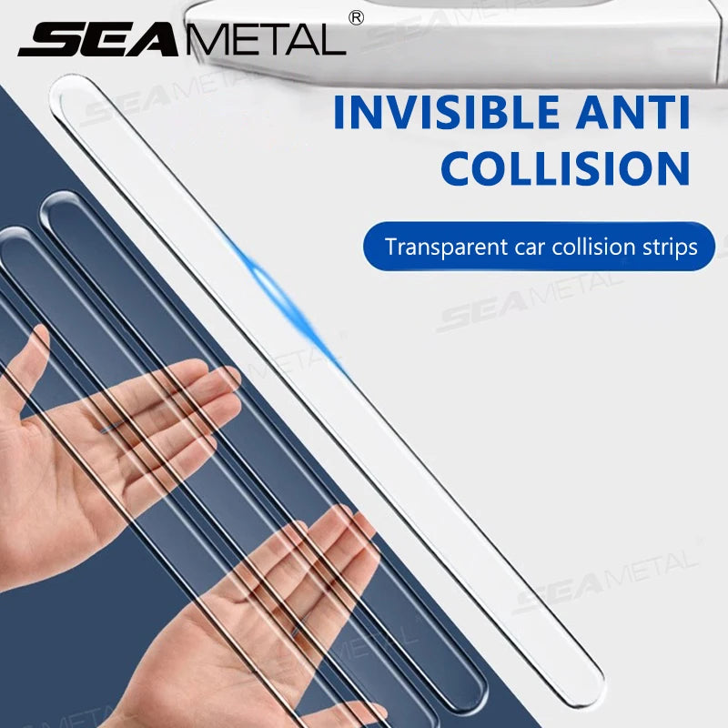 SEAMETAL 4PCS 40CM Extended Car Door Bumper Strip – Transparent Invisible Body Protector Anti-Scratch Protective Strip – Flexible Self-Adhesive Bumper Guard for Car Doors, Edges, Corners – Universal Fit Paint Protection