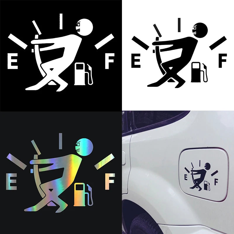 Funny "Pull Fuel Tank Pointer To Full" Car Sticker, Hellaflush Reflective Vinyl Decal – Humorous Gas Gauge Prank Sticker for Auto Dashboard – JDM Joke Accessory for Cars Trucks – Waterproof