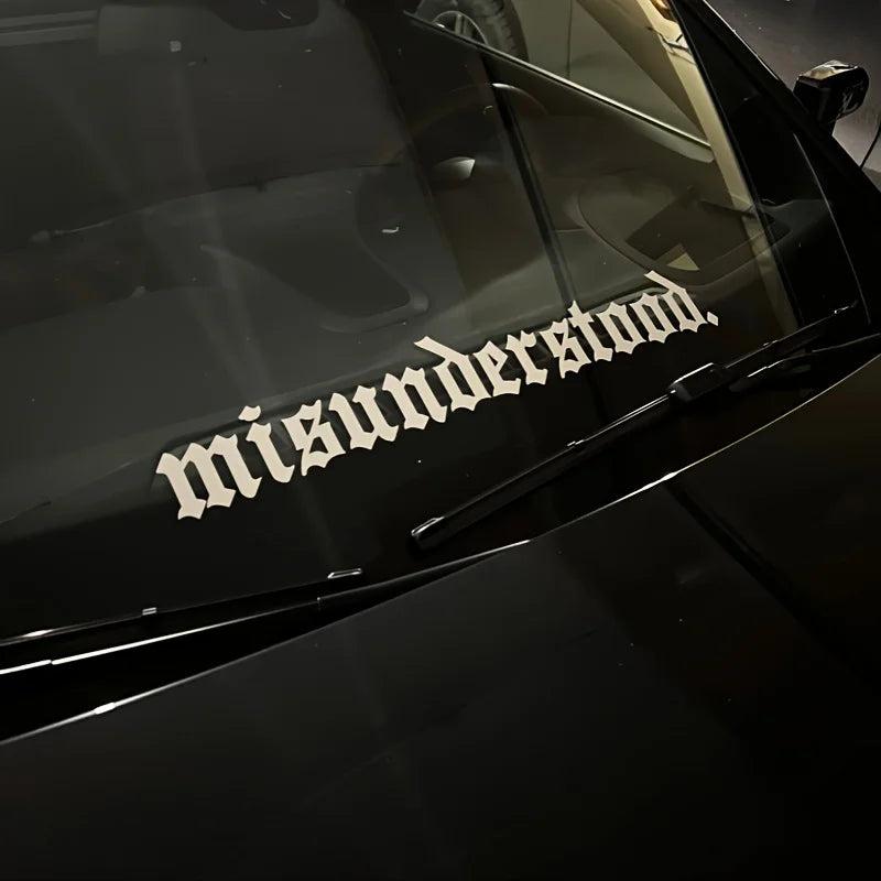 "Misunderstood" Personalized Alphabet Car Sticker, Emotional Quote Vinyl Decal – Silver White Windshield Banner – Deep Meaning Auto Accessory for Cars Trucks SUVs – Weatherproof Decal
