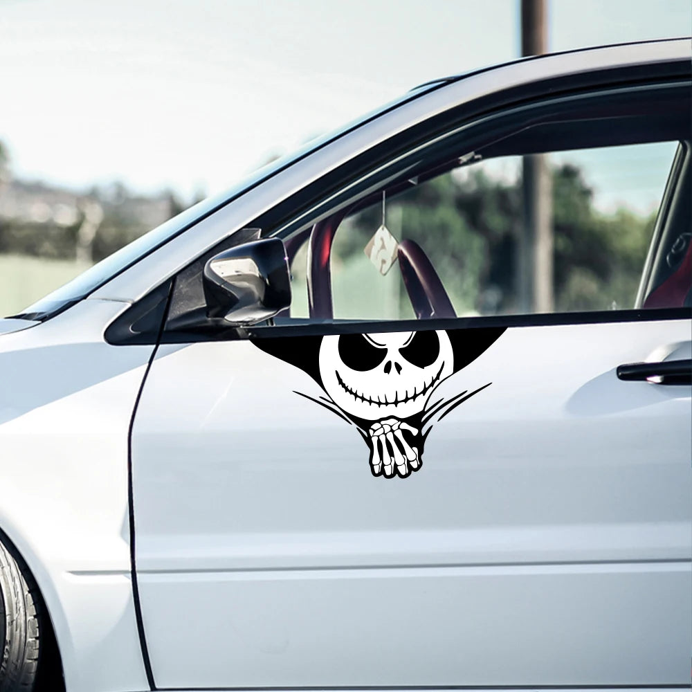 Jack Skellington & Sally Window Sticker for Trunk, Bumper, or Rear Window – Halloween Decoration Vehicle Accessory – Waterproof Vinyl for Cars, Trucks, Motorcycles