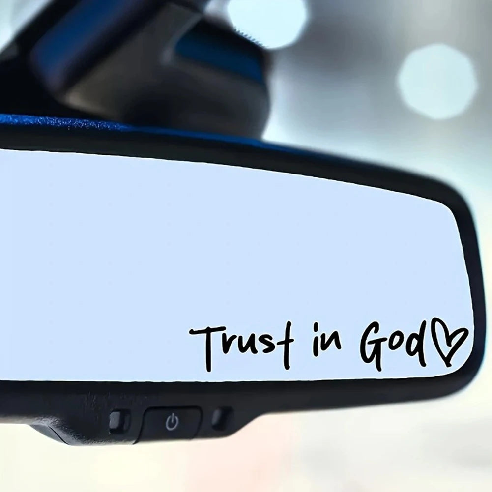 "Trust In God / Believe In God" Car Rearview Mirror Sticker, Funny Creative Faith Decal – Inspirational Religious Accessory for Cars Motorcycles – Waterproof Vinyl Hanging Mirror Quote – Christian Gift
