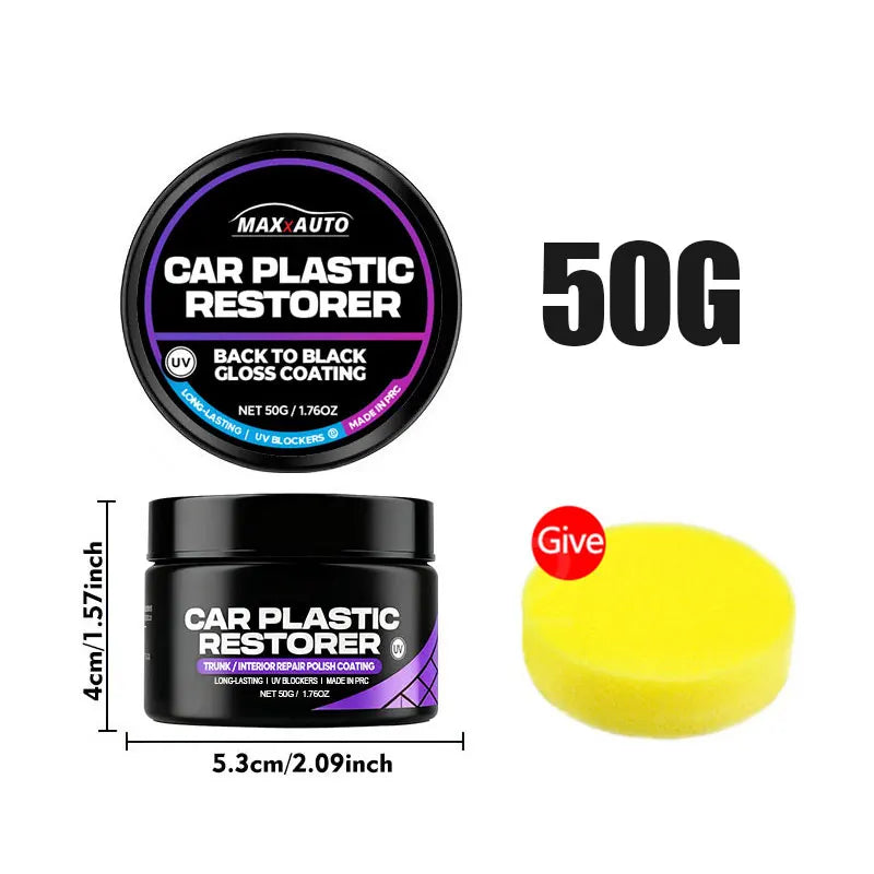 Car Plastic Restorer – "Back To Black" Gloss Finish Auto Interior & Exterior Renewal Wax Coating Agent – Restores Faded Trim, Dashboard, Leather, Bumpers – UV Protection & Long-Lasting Shine – 100ml / 200ml