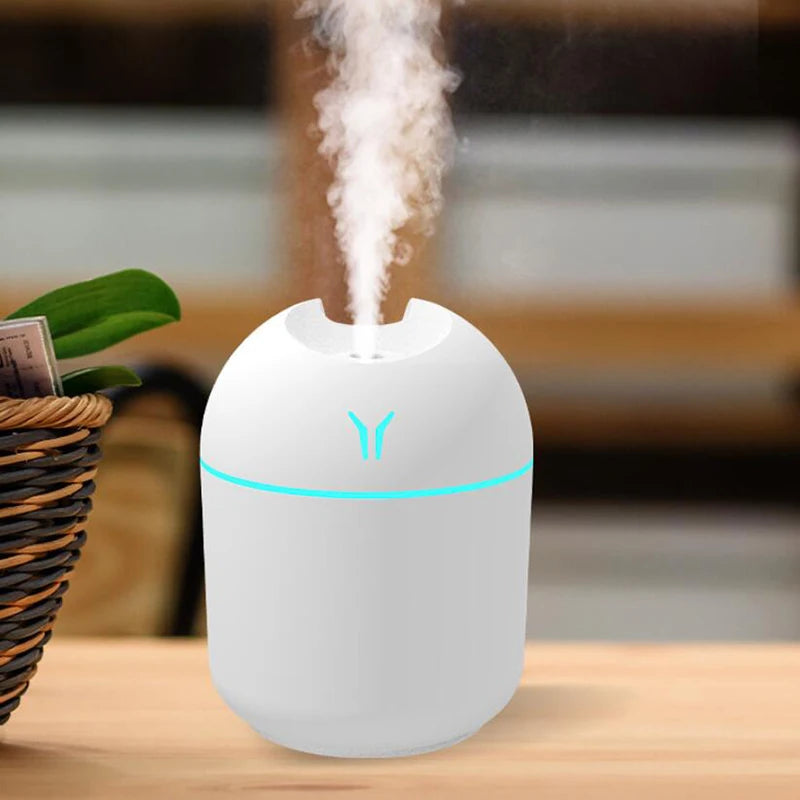 250ML USB Mini Air Humidifier, Aroma Essential Oil Diffuser for Home Car – Ultrasonic Mute Mist Maker with LED Color Lamp – Portable Cool Mist Humidifier for Bedroom, Office, Yoga, Travel