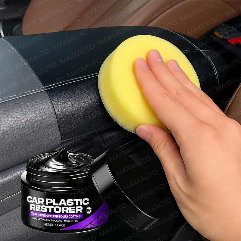 Car Plastic Restorer – "Back To Black" Gloss Finish Auto Interior & Exterior Renewal Wax Coating Agent – Restores Faded Trim, Dashboard, Leather, Bumpers – UV Protection & Long-Lasting Shine – 100ml / 200ml