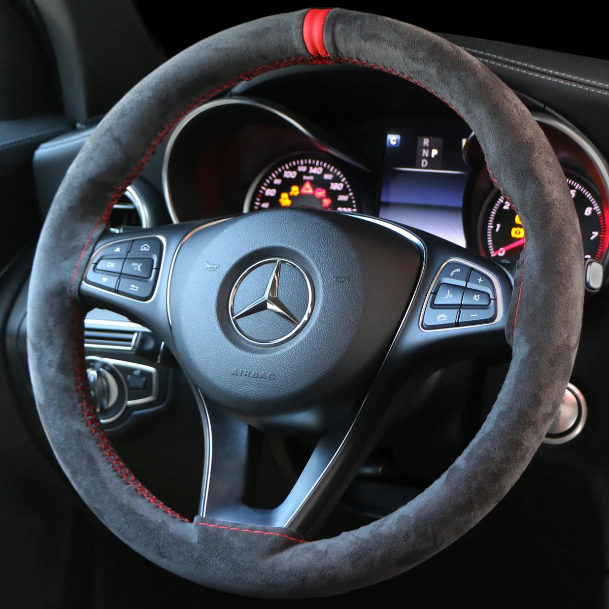 Universal Suede Steering Wheel Cover, DIY Hand Sewing Soft Leather Braiding Wrap – Custom Fit Microfiber Cover for Auto Steering Wheel, Anti-Slip Breathable Interior Accessories