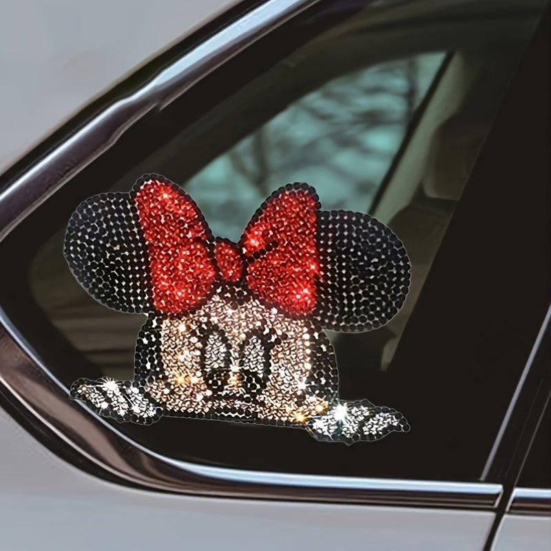Officially Licensed Sparkling Rhinestone Cartoon Character Car Sticker – Self-Adhesive Bling Crystal Decal, Scratch-Resistant Protective Film, Dazzling Vehicle Decoration for Windows & Body – Perfect for Personalizing Car