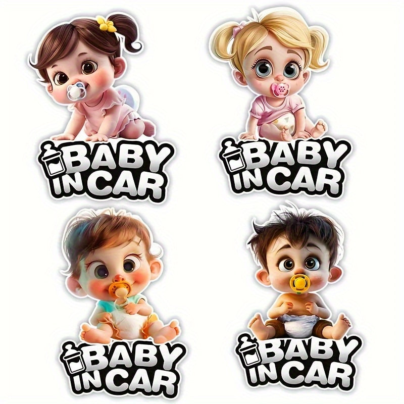 Child Safety Signs in Car Stickers – Cute Boys & Girls Warning Decals for Car Windows – Children On Board Safety Stickers – Playful Vehicle Decoration for Kids – Glossy Finish Self-Adhesive Vinyl – Universal Fit for